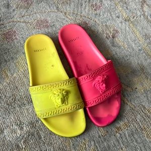 Authentic Versace Medusa Head Sandals Slides Size 10 43 one yellow one pink
